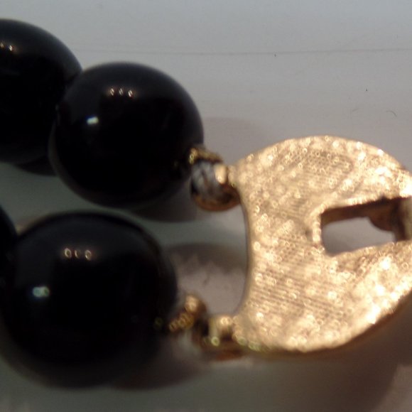 Kenneth J. Lane KJL for Avon Black Beaded Multi Strand Necklace Rose Bling 14" - Picture 6 of 16